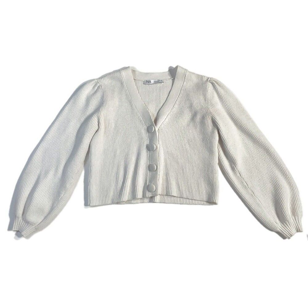 Zara cropped cardigan in white Size Small